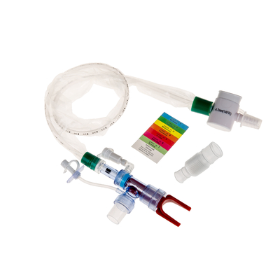 Catéter de succión cerrado y desechable de L-piece 72H Codo giratorio doble 14FR